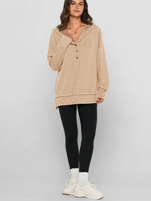 Roman Avell Oversized Quarter-Button Pullover