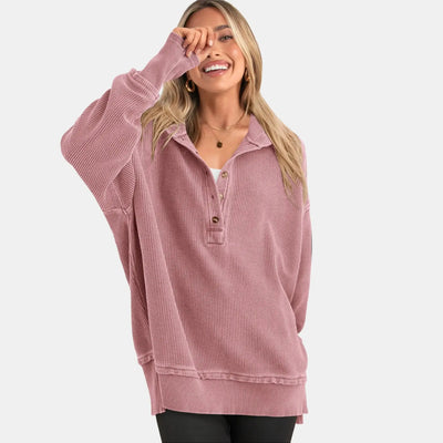 Roman Avell Oversized Quarter-Button Pullover