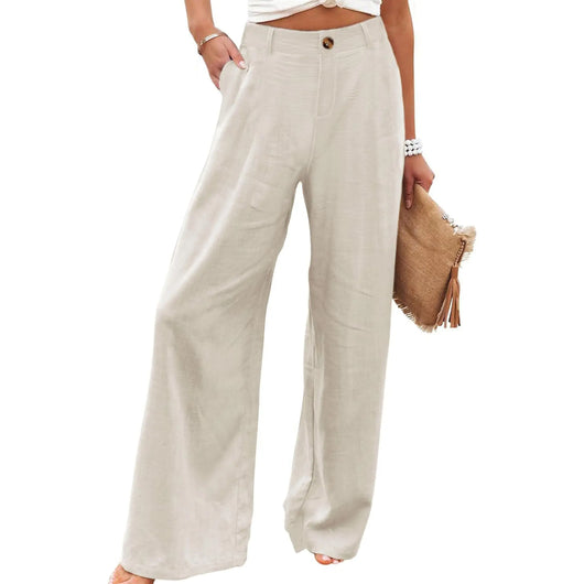 Roman Avell Cotton Linen Wide Leg Pants