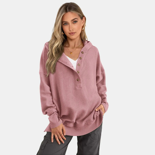 Roman Avell Oversized Quarter-Button Pullover