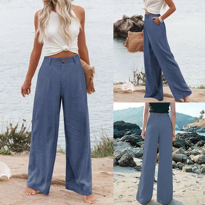 Roman Avell Cotton Linen Wide Leg Pants