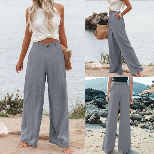 Roman Avell Cotton Linen Wide Leg Pants