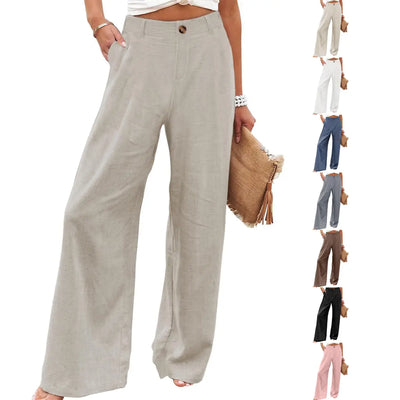 Roman Avell Cotton Linen Wide Leg Pants