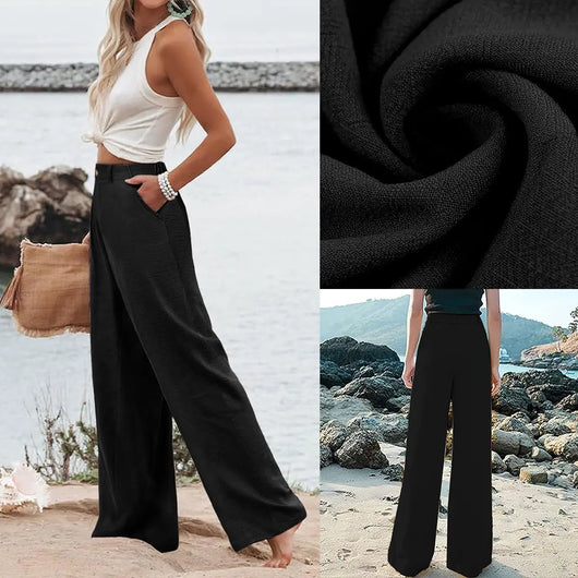 Roman Avell Cotton Linen Wide Leg Pants
