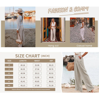 Roman Avell Cotton Linen Wide Leg Pants