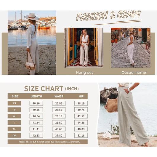 Roman Avell Cotton Linen Wide Leg Pants